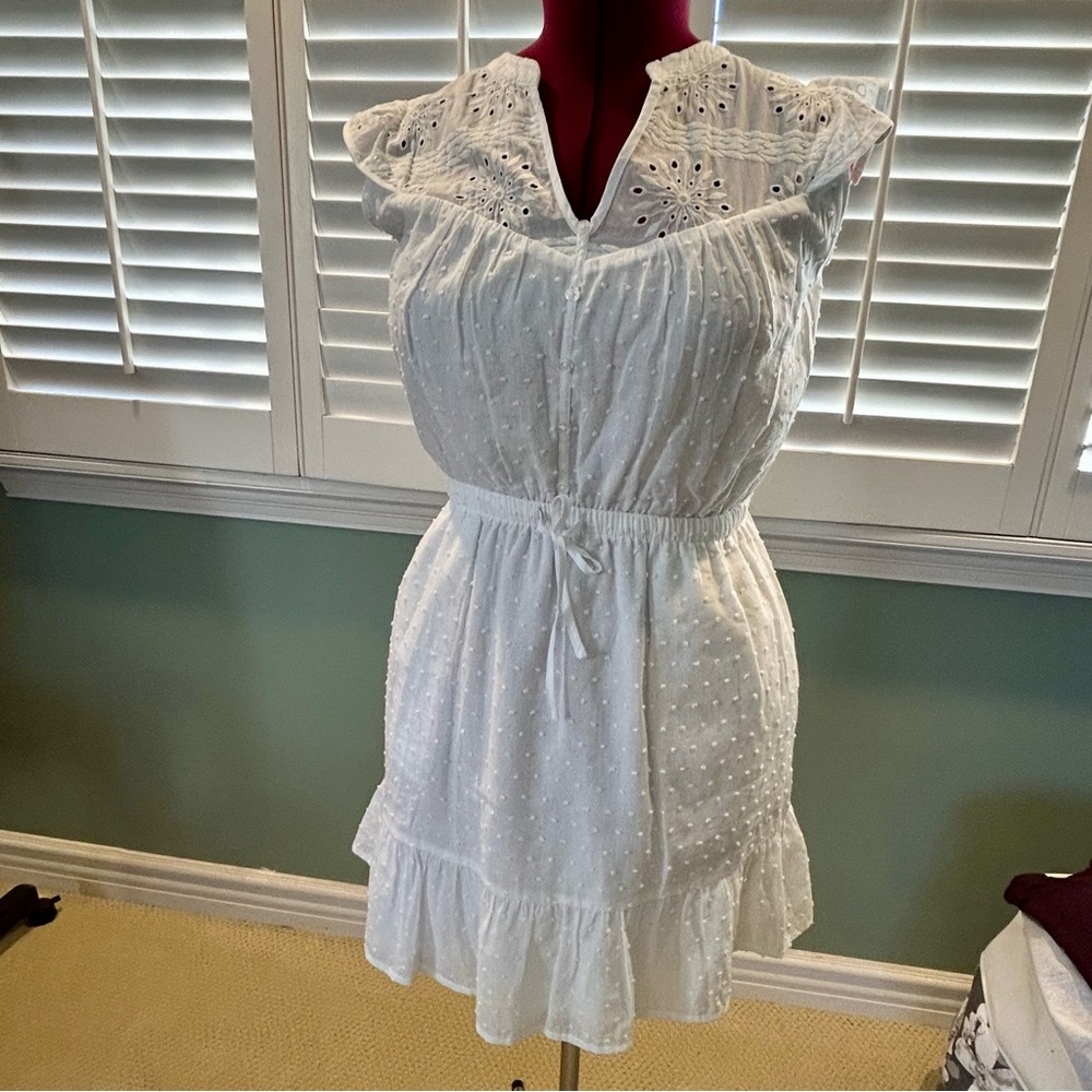 Anthem The Label White Eyelet Dotted Swiss Women's Dress Size S